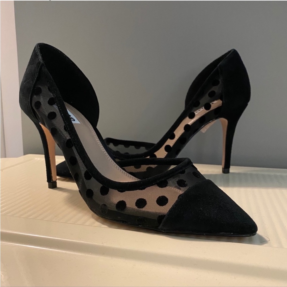 Black Polka Dot Mesh Heels